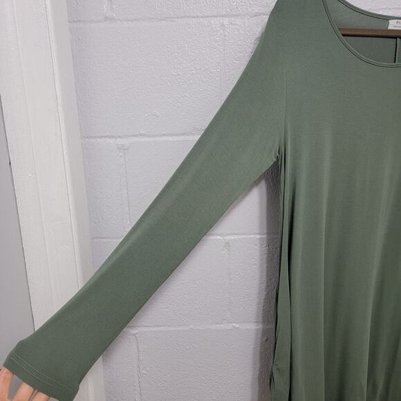 Piko Tunic Top Green Longsleeve A Line Pockets Bamboo 679 - Picture 4 of 10